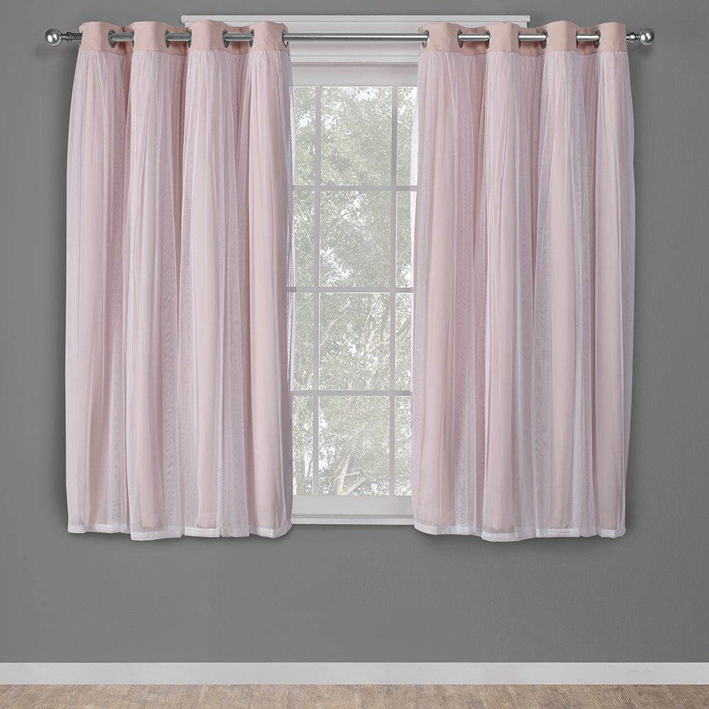 Exclusive Home Catarina Layered Solid Room Darkening Blackout and Sheer Grommet Curtain Panel