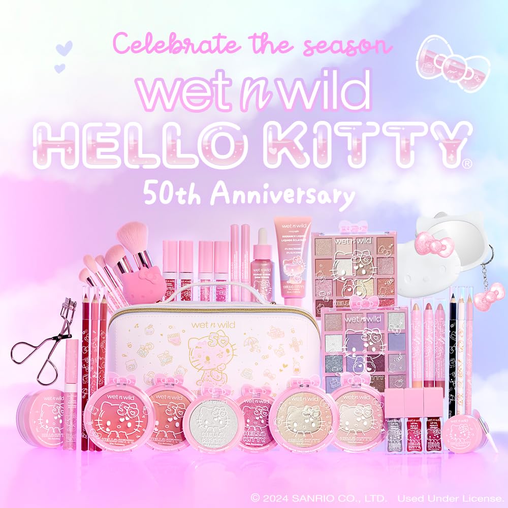 Unique wet n wild Hello Kitty Makeup Bag, Soft Pink Print, Cruelty-Free & Vegan