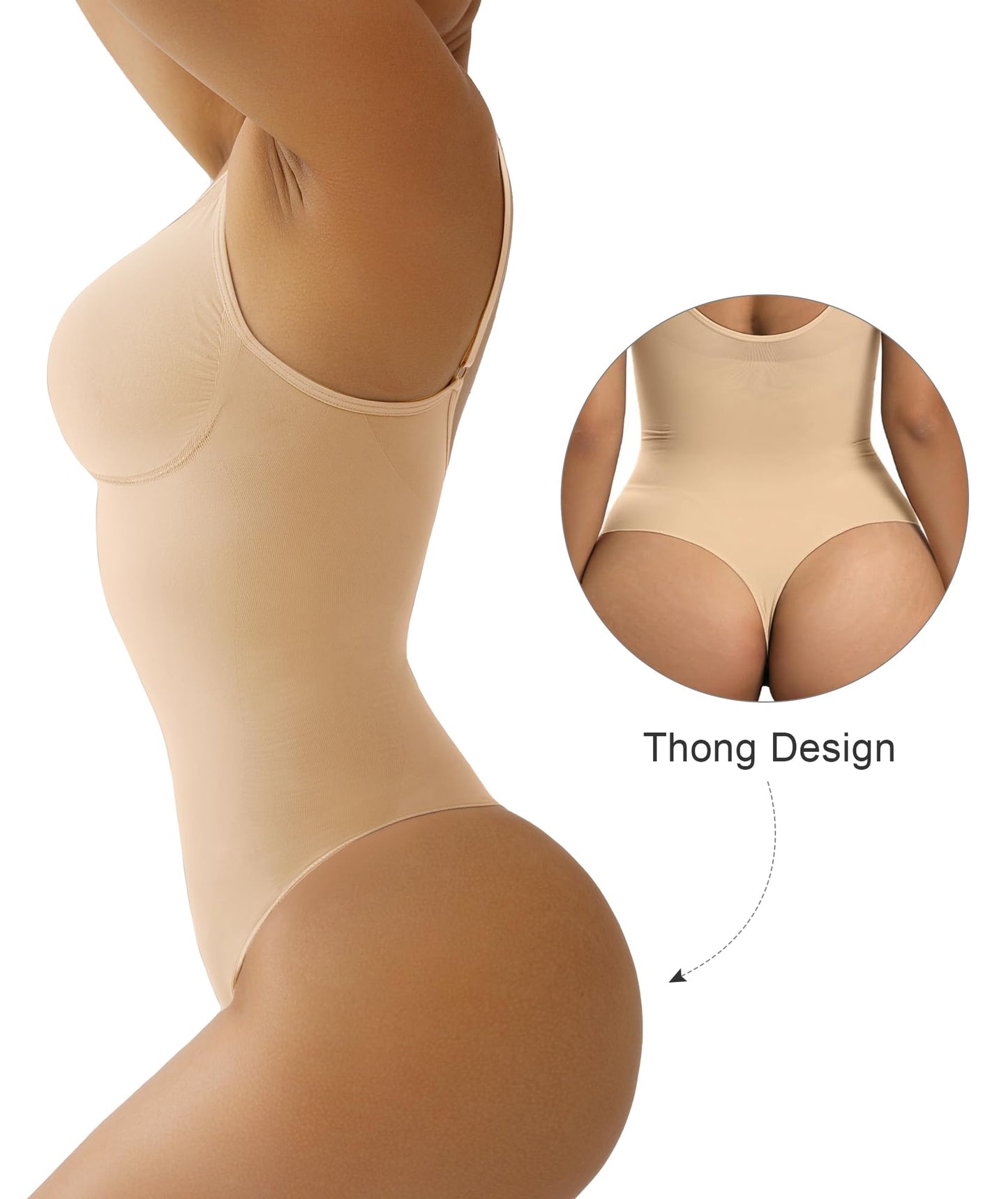 Women's Shapewear Bodysuit - Tummy Control Body Shaper Seamless Sculpting Snatched Waist Body Suit