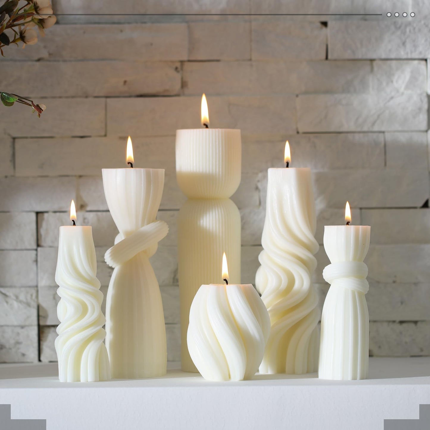 Modern Pillar Candles Ribbed Decorative Candle - Scented Ribbed Decor for Home