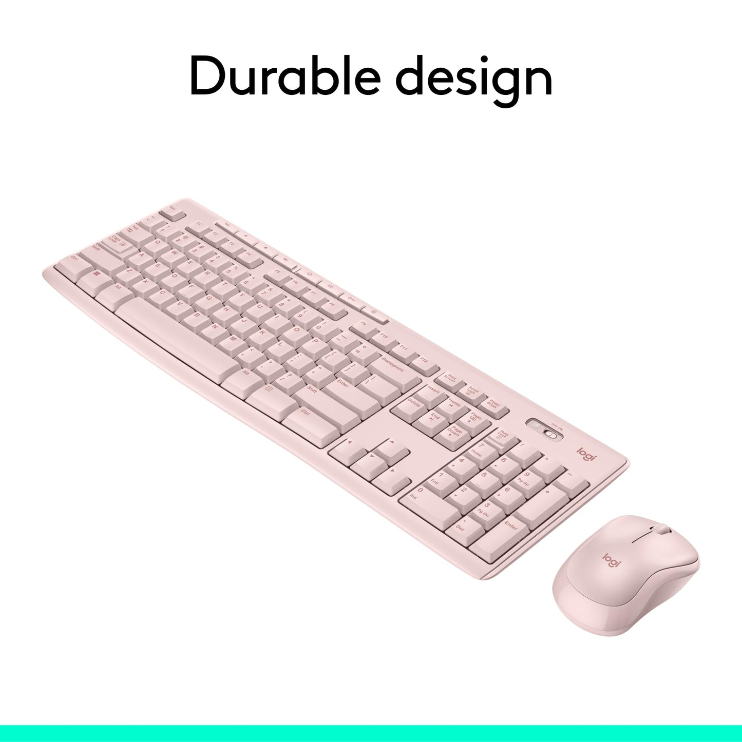 Rose Wireless Keyboard and Mouse Combo – 2.4 GHz, Compact Mouse, 8 Multimedia Shortcuts, Long-Lasting 2-Year Battery, Compatible with Windows PC & Laptop