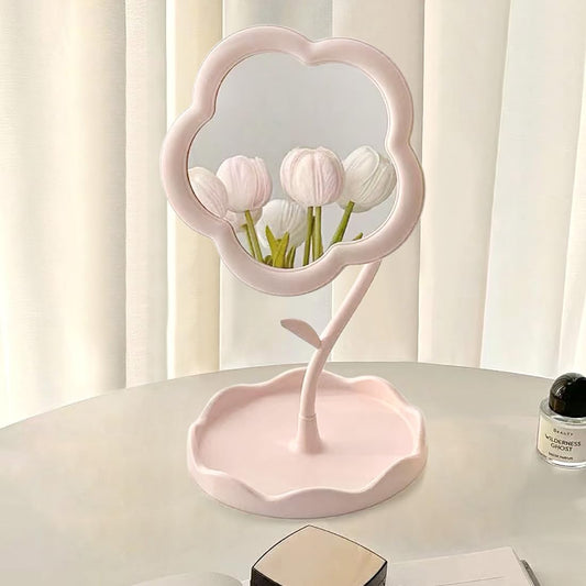 Flower-Shaped Makeup Mirror for Desk Vanity