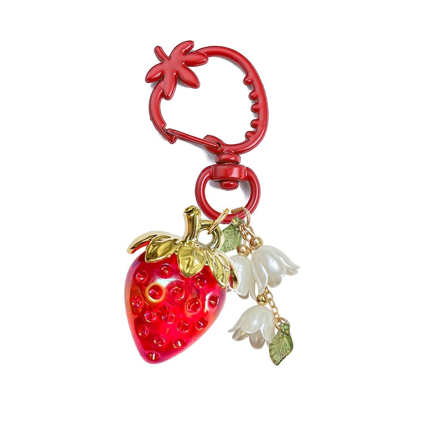 Cute Strawberry Keychain, Kawaii Heart Flower Daisy Keychain