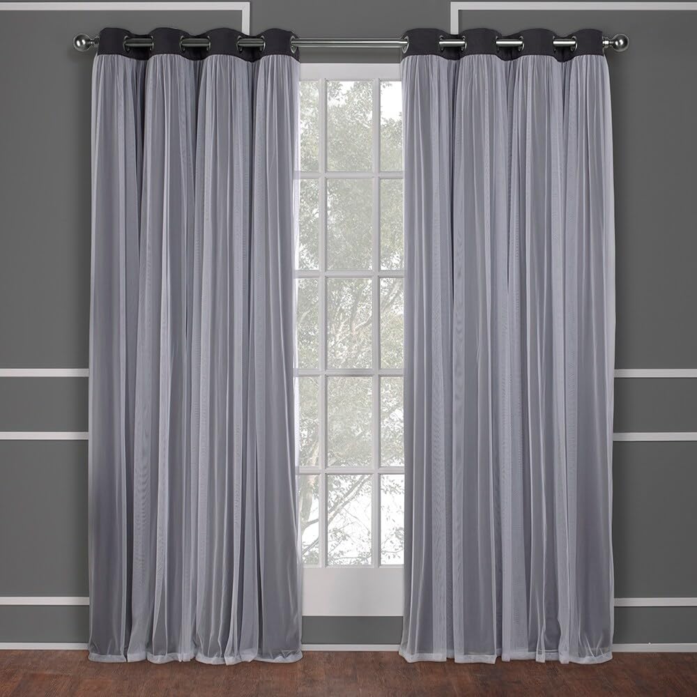 Exclusive Home Catarina Layered Solid Room Darkening Blackout and Sheer Grommet Curtain Panel