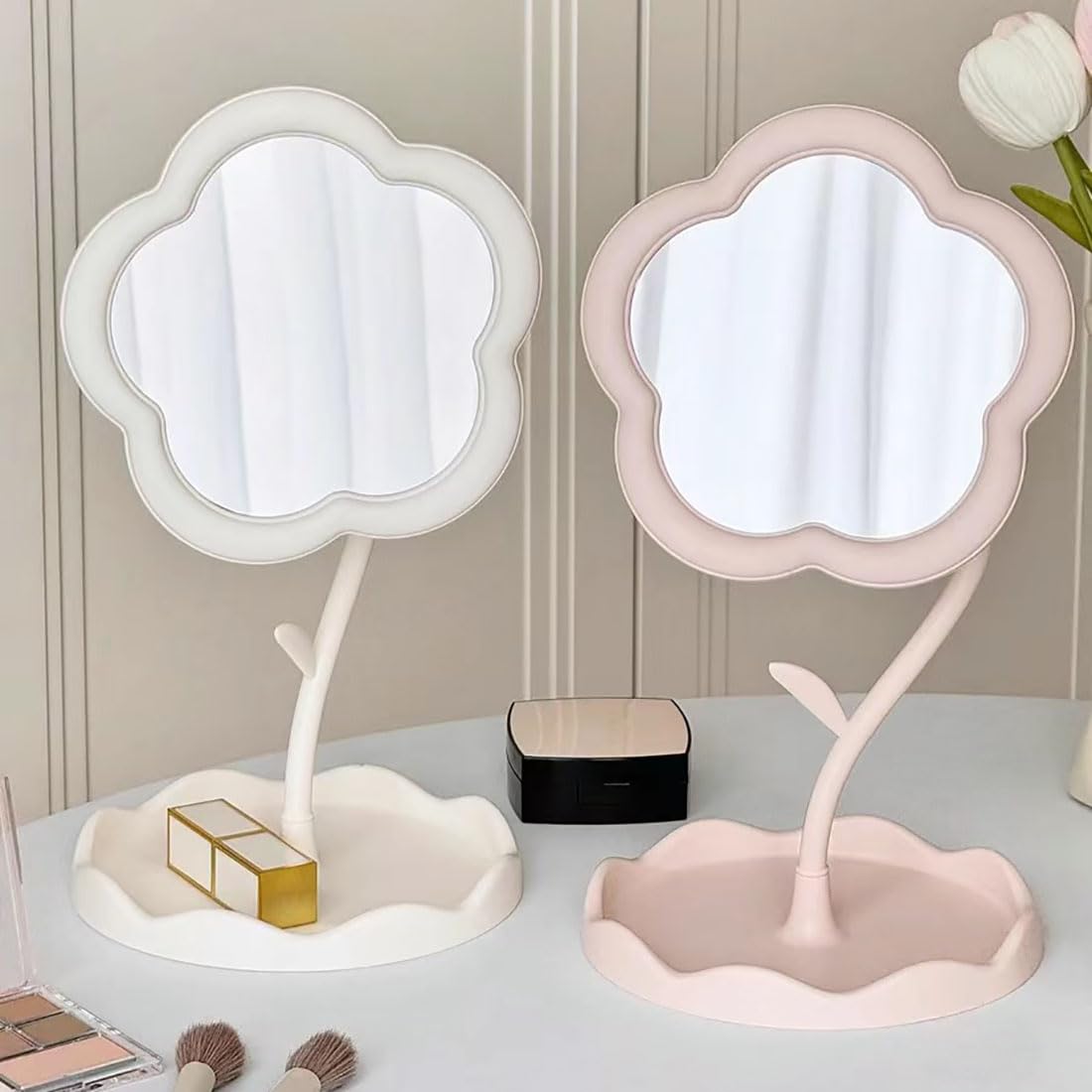 Flower-Shaped Makeup Mirror for Desk Vanity