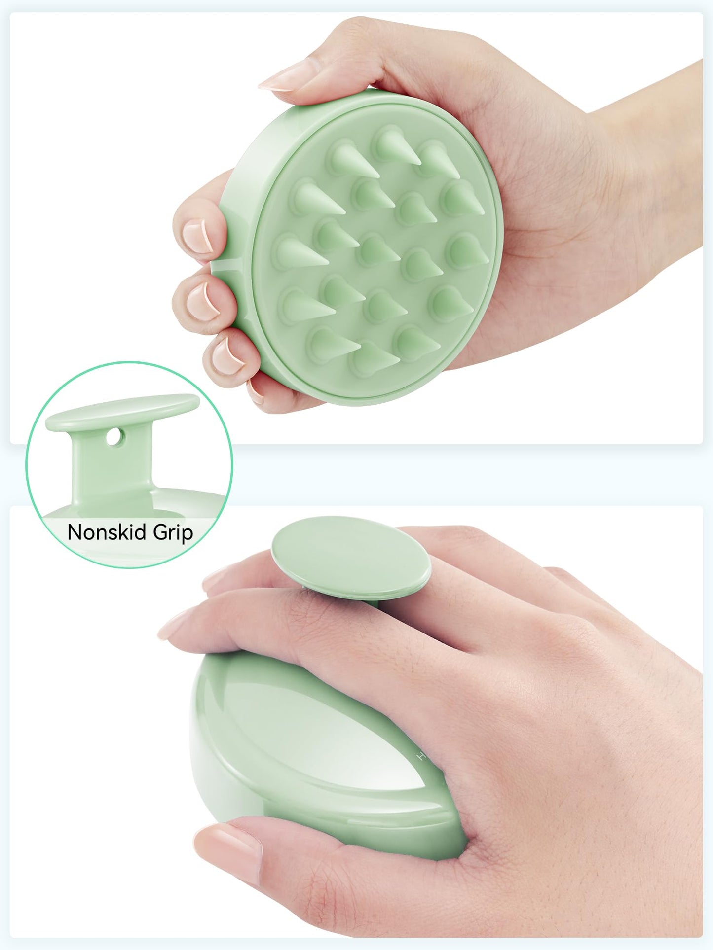 Shampoo Scalp Brush Massager - Scalp Scrubber with Soft Silicone Bristles for Hair Growth & Dandruff Removal