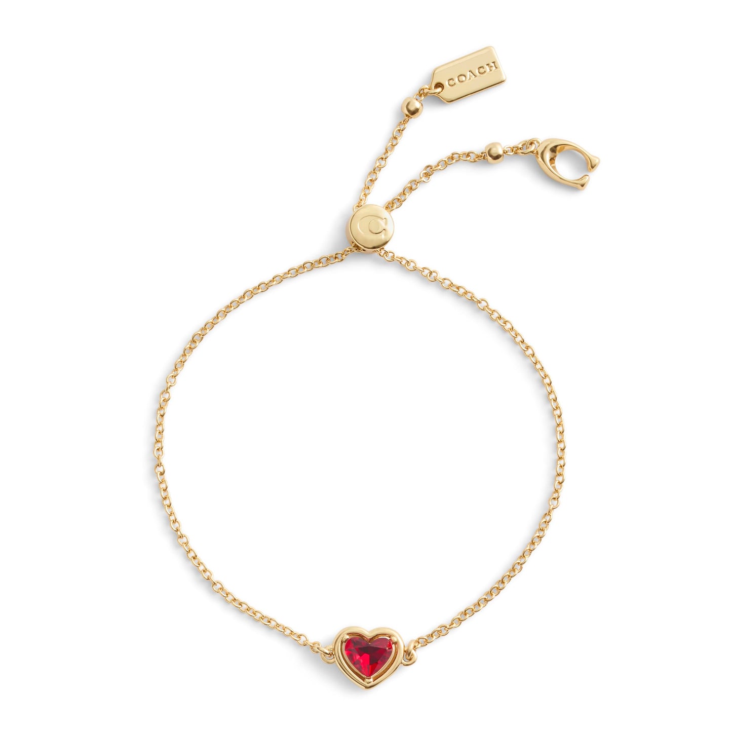 Coach Women's Halo Stone Heart Slider Bracelet