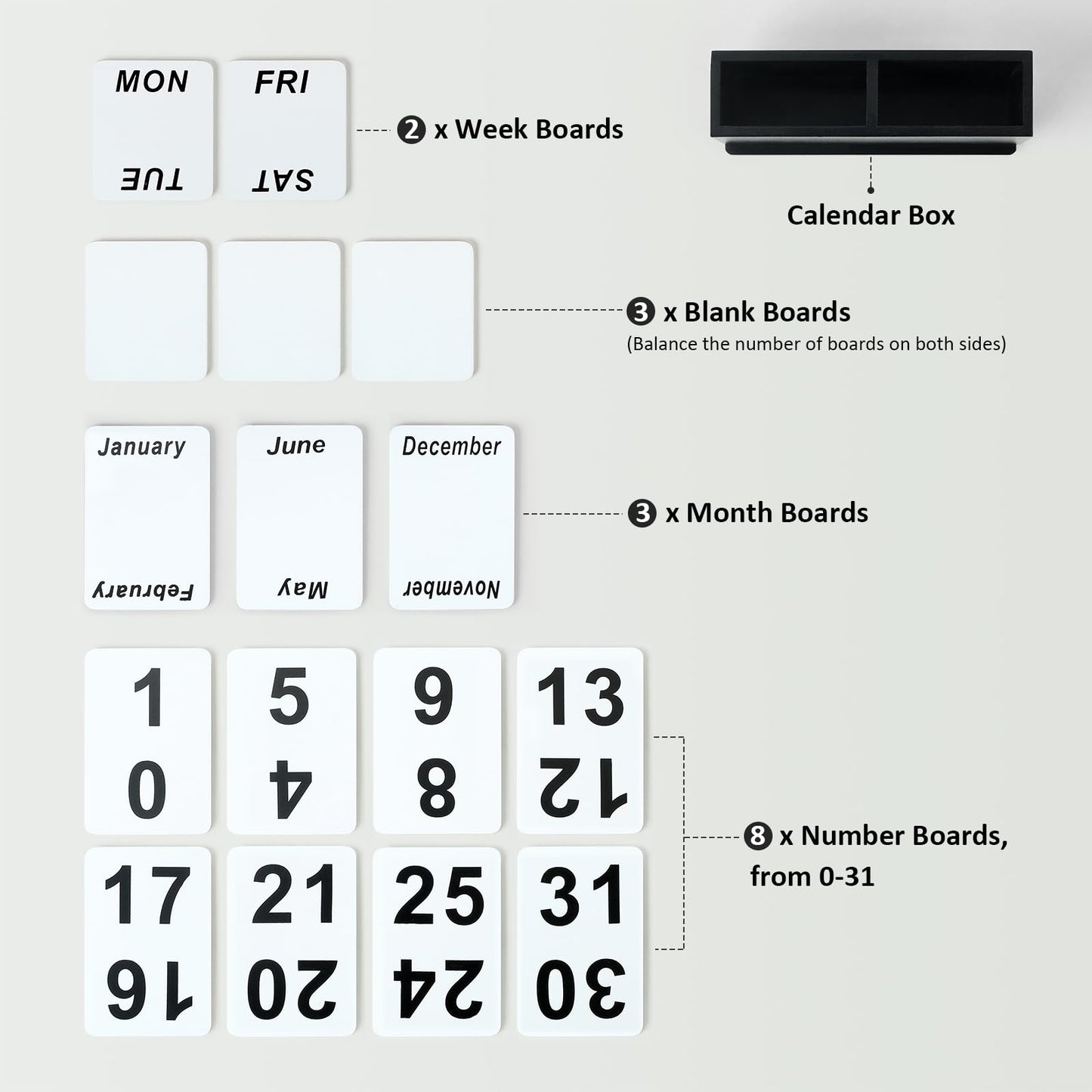 Wooden Block Perpetual Calendar for Desk, Daily Desktop Standing Flip Calendar with Large Display