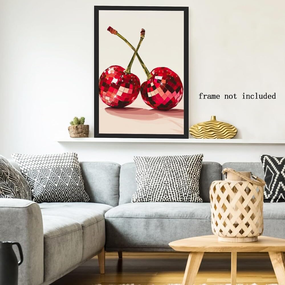 Disco Ball Fruits Canvas Print – Trendy Glam Wall Art