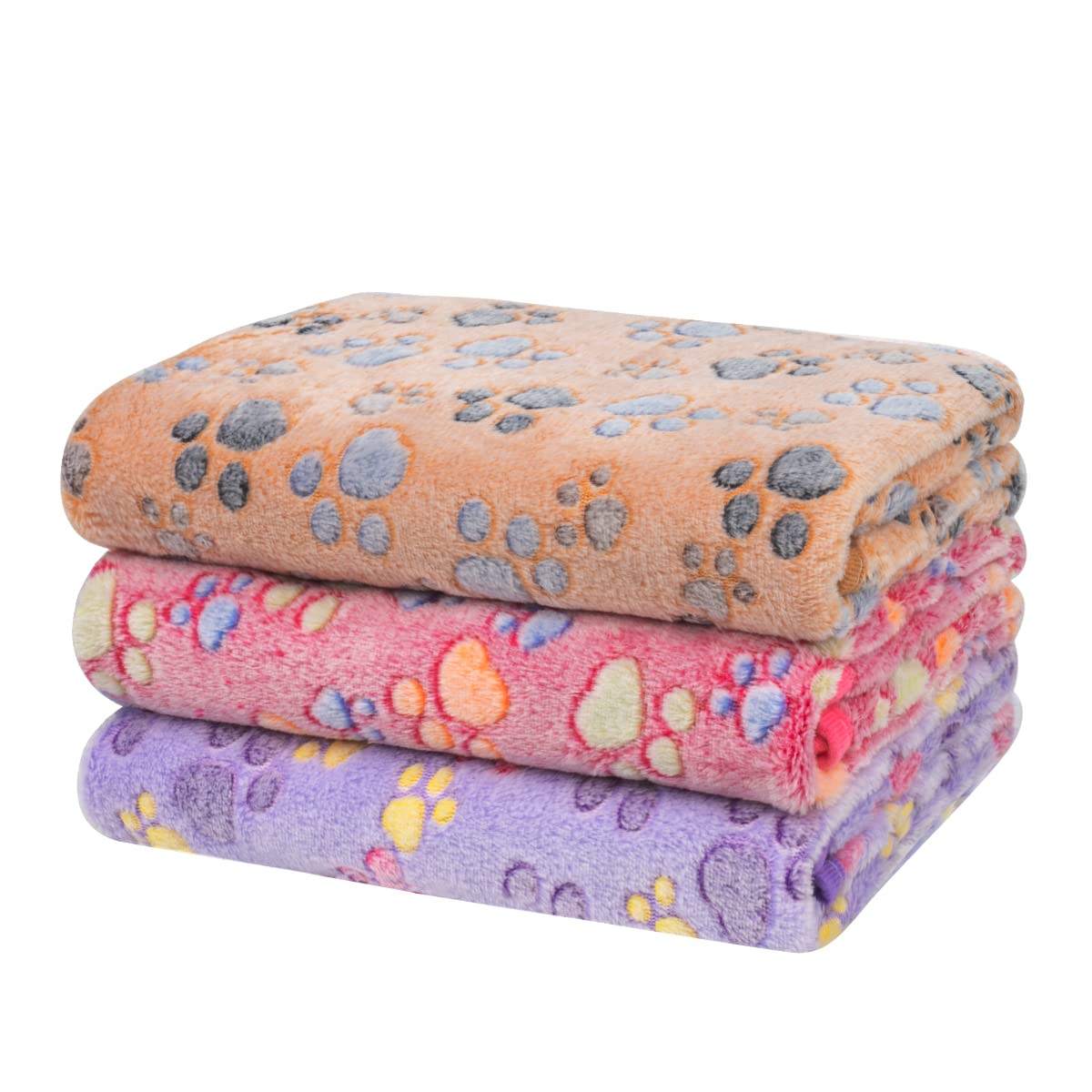 Soft Fluffy Fleece Blanket for Small, Medium and Large Dogs - Paw Print Pink Pet Blanket