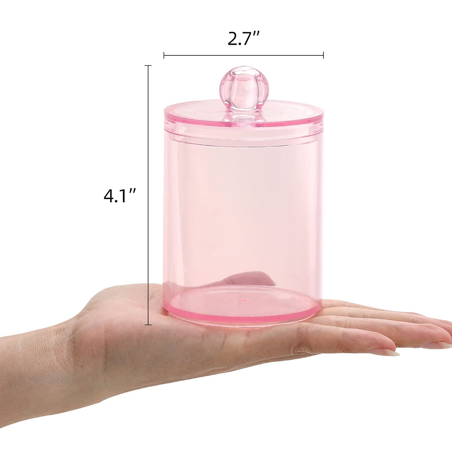 Pink Apothecary Jar – Q-Tips Holder & Cotton Swab Dispenser for Bathroom Storage