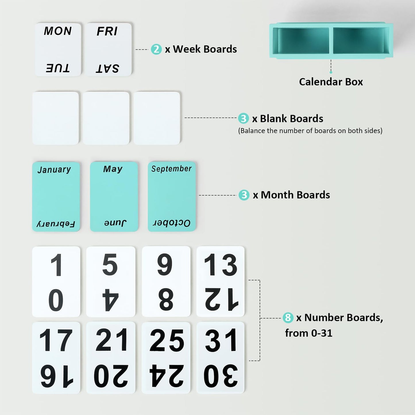 Wooden Block Perpetual Calendar for Desk, Daily Desktop Standing Flip Calendar with Large Display