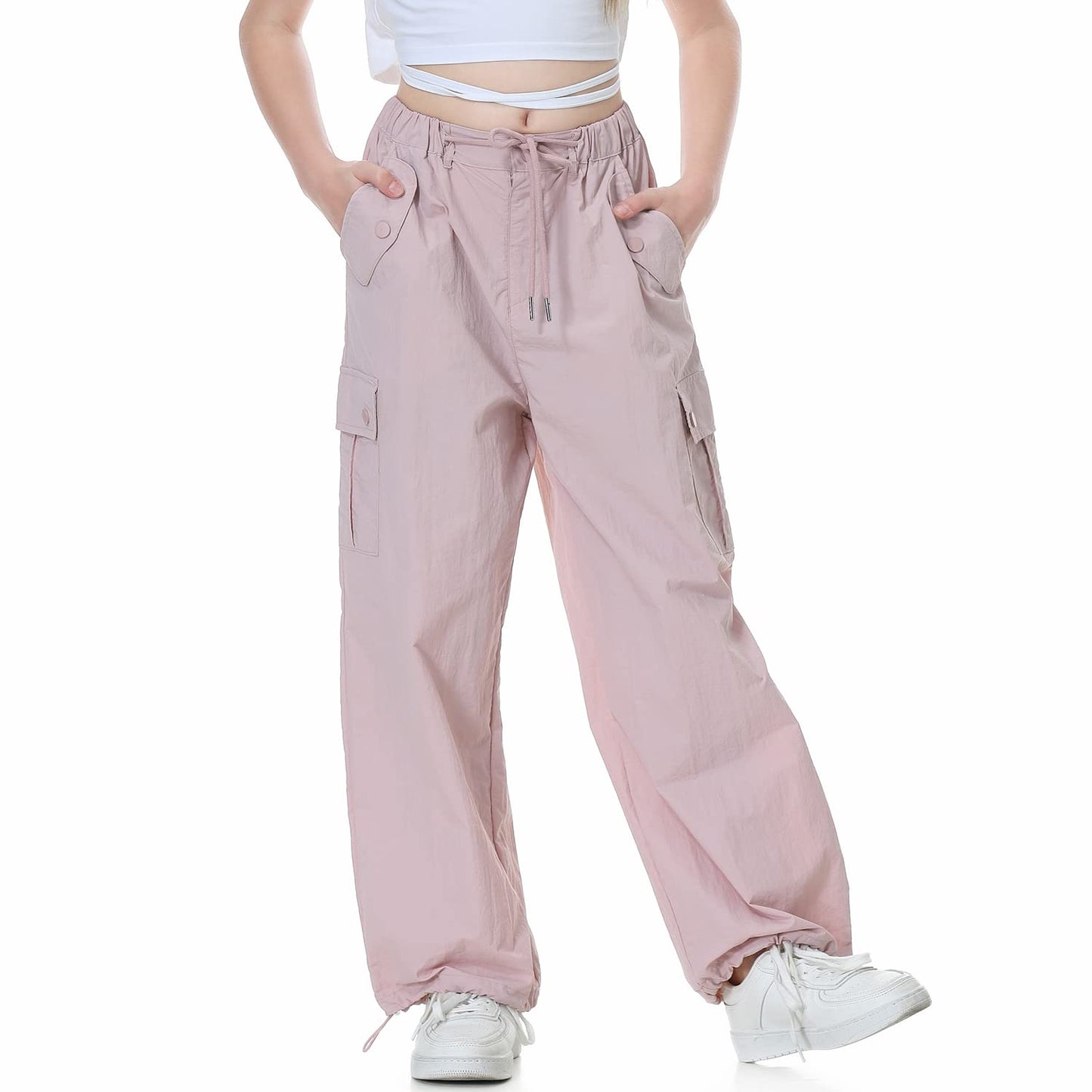 Girls Y2K Parachute Pants for Cargo Trousers with Pockets Harajuku Jogger Pants