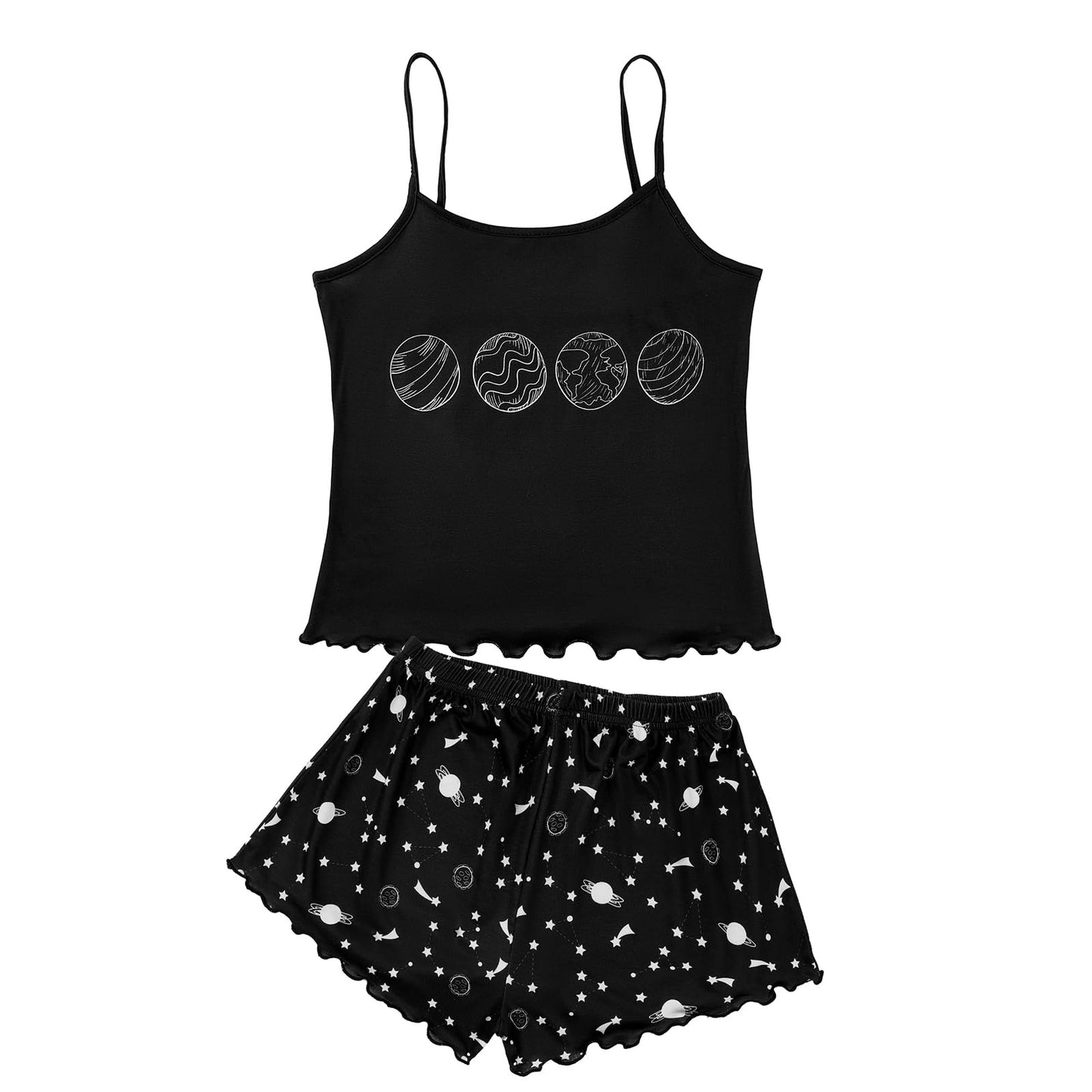 Cute Pajamas for Women - Print Cami Top and Shorts Pj Set Two Piece Pajama Set Sleepwear Sleep Set