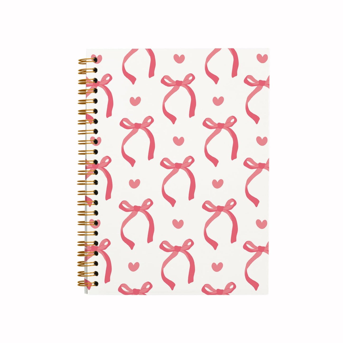 Coquette Pink Bow Notebook Journal – Trendy Preppy Hardcover Spiral Notebook (5.5x8.3)