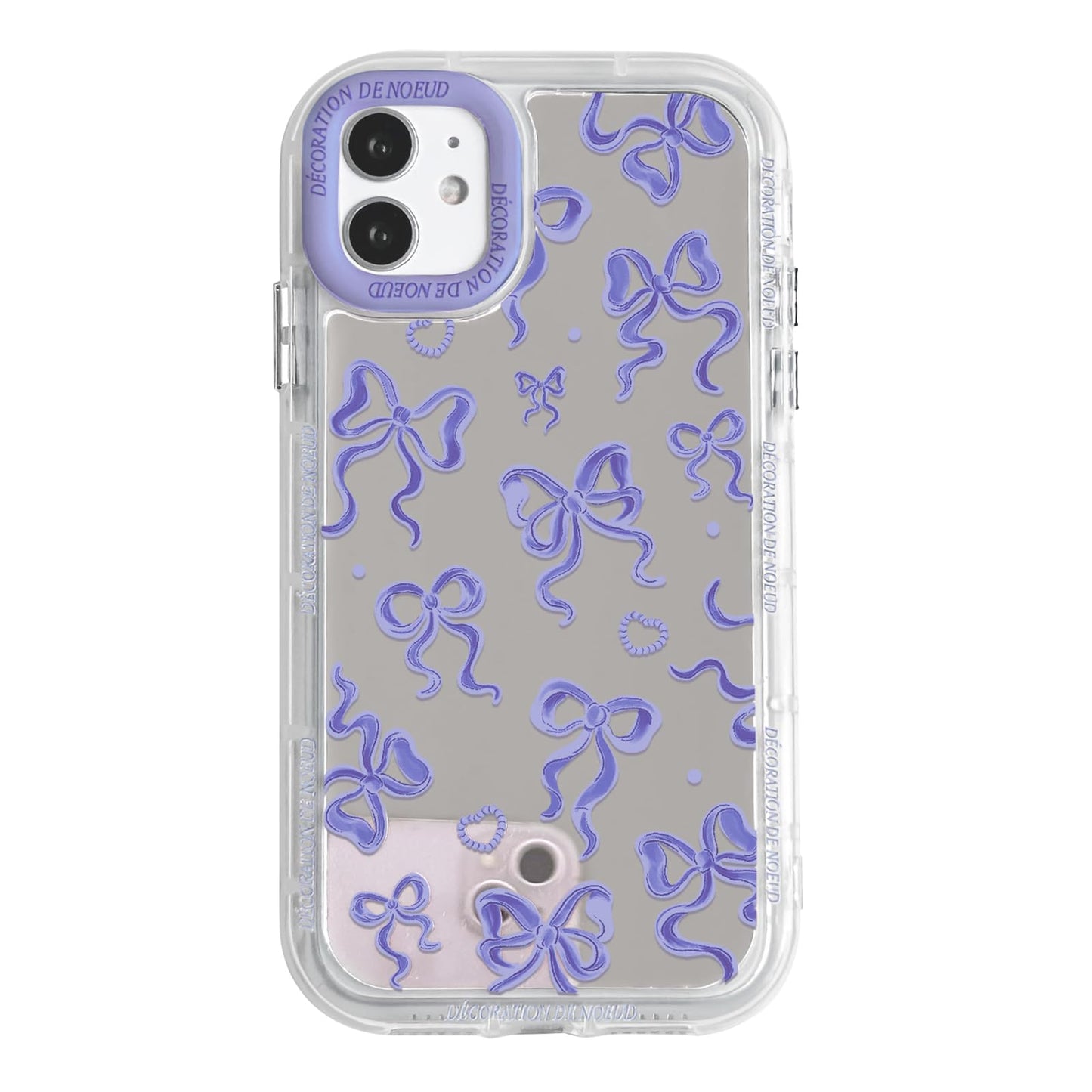 Cute Mirror Bow Love Heart Pattern -  Shockproof Silver Protective Phone Cover