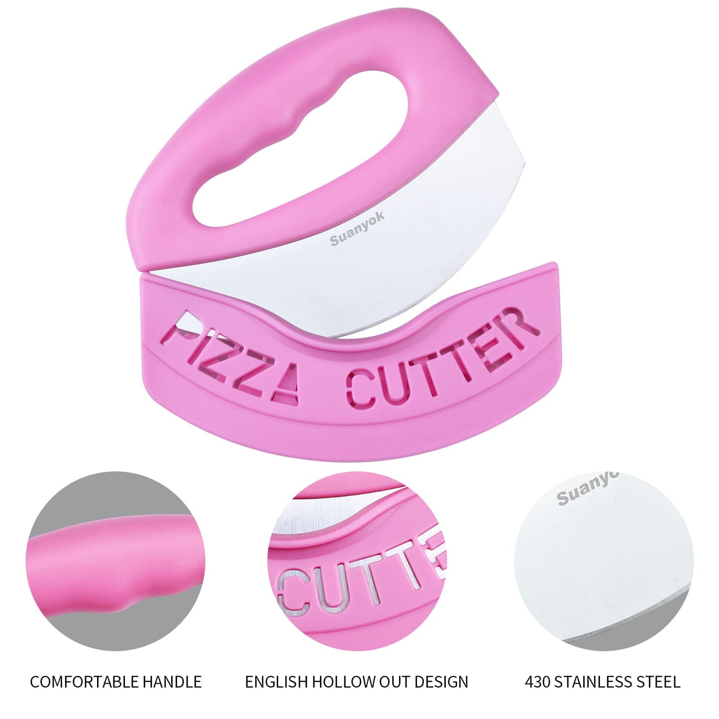 Premium Pizza Cutter Food Chopper-Super Sharp Blade Stainless Steel Pizza Cutter with Protective Sheath Multi Function Pizza Knife