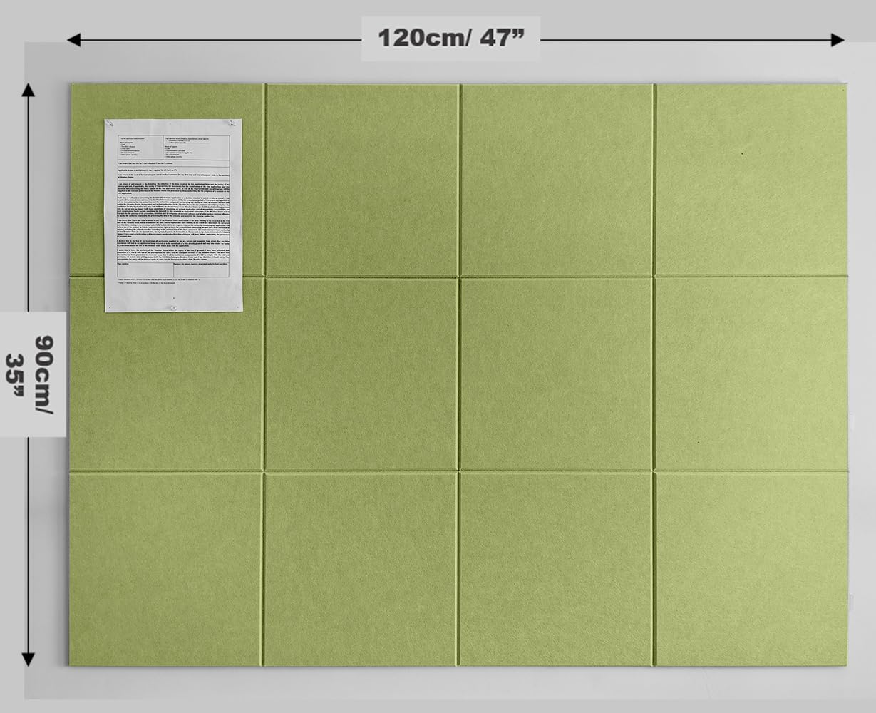 Large Cork Board Alternative - Felt Wall Tiles with Safe Removable Adhesive Tabs, Cork Wall Tiles Cork Board 47"x35" 12 Pack