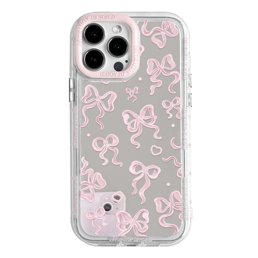 Cute Mirror Bow Love Heart Pattern -  Shockproof Silver Protective Phone Cover