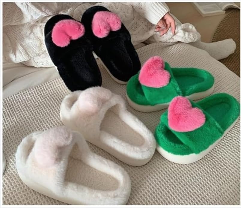 Coquette Aesthetic Slippers Cute Slippers Kawaii House Slippers Heart Fluffy