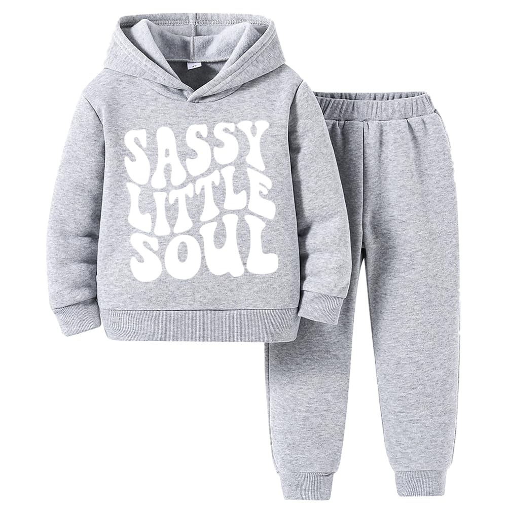 Girls Sweat Outfits - Letter Printing Girls Pullover Hoodie & Pants