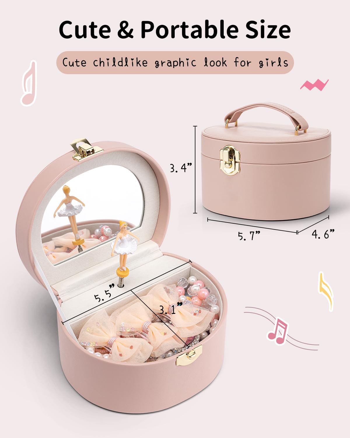 Small Musical Jewelry Box for Girls with Ballerina