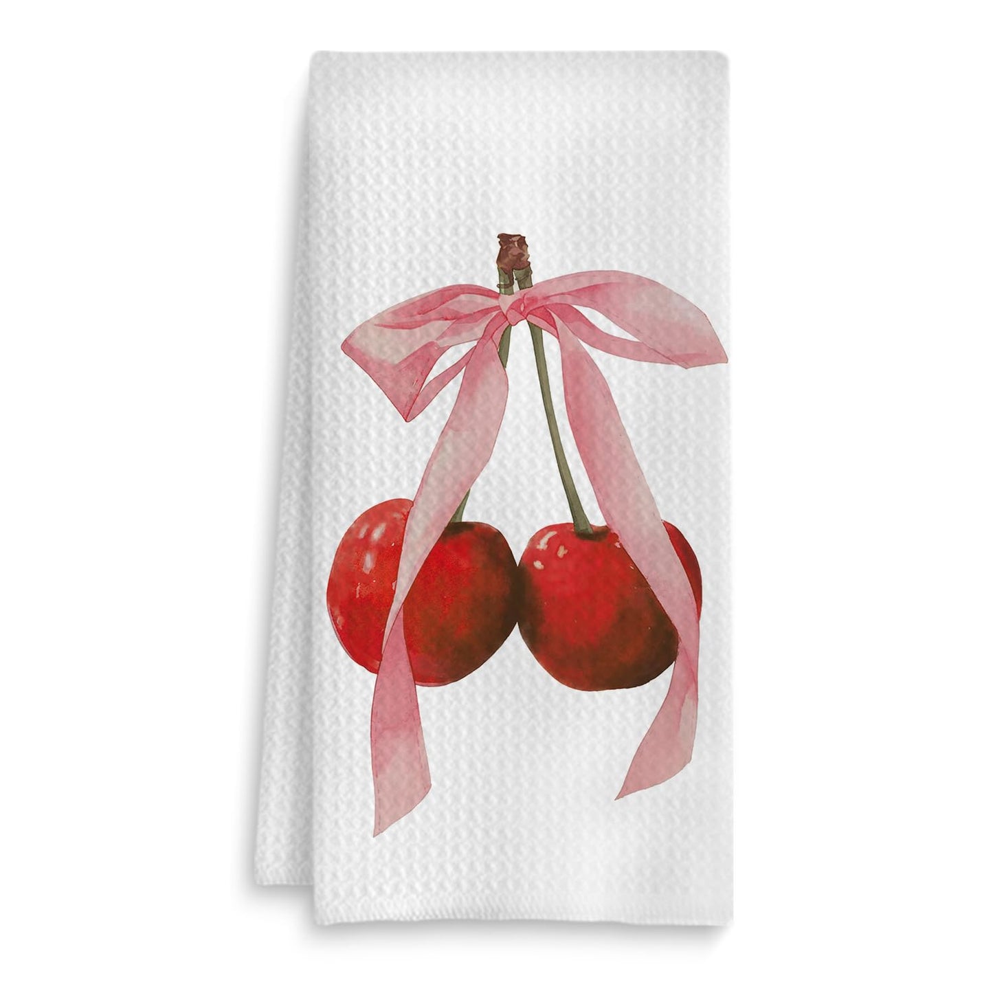 Coquette Pink Bow Cherry Kitchen Towels, 16x24 Inch