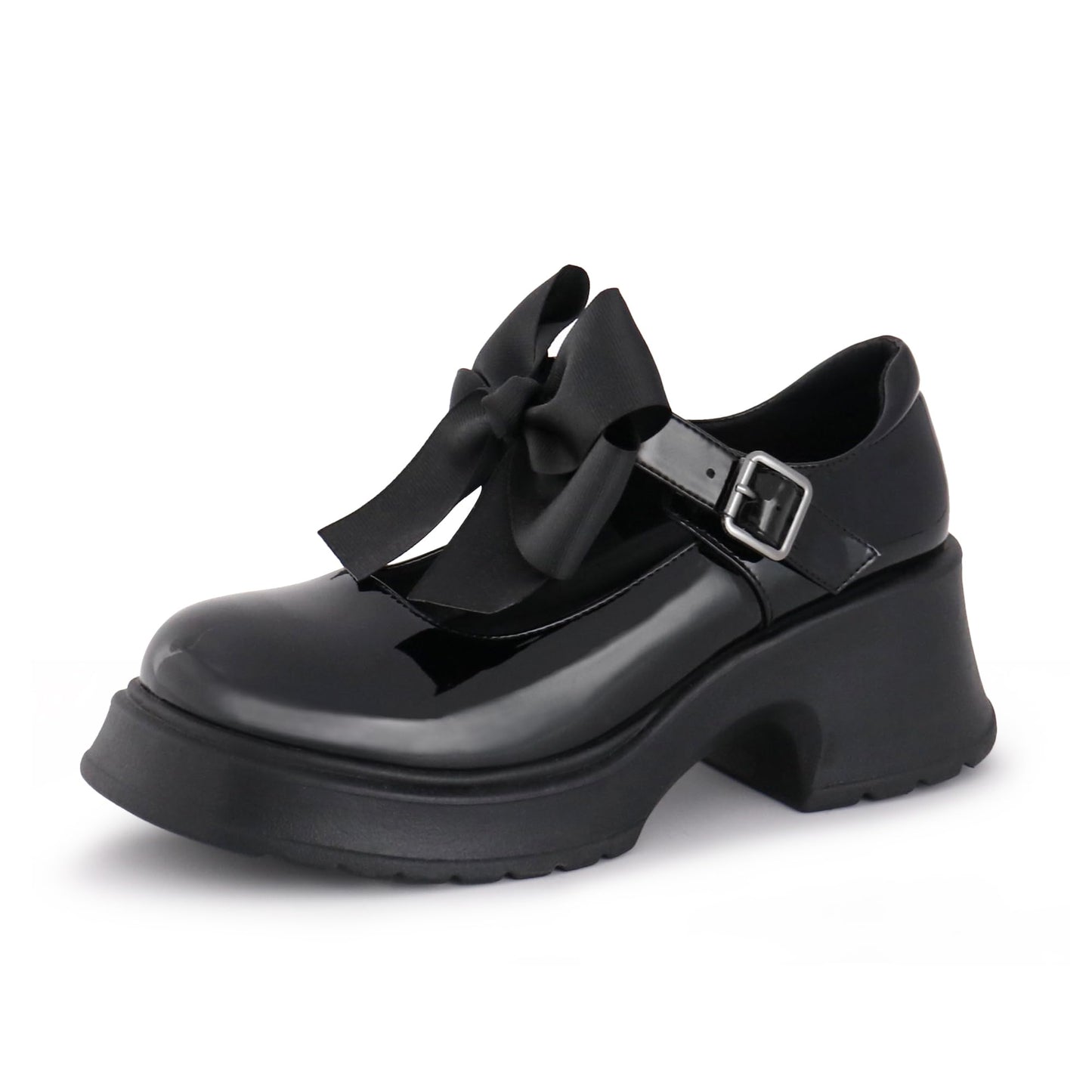 Women's Mary Janes Platform - Chunky Block Heels Ankle Strap Gothic Lolita Oxfords Detachable Bow Classic Comfortable