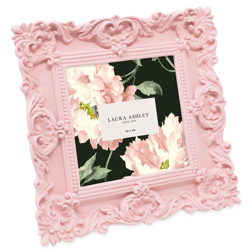 Laura Ashley 2x3 Ornate Resin Picture Frame – Handcrafted Floral Design with Easel for Tabletop and Wall Display