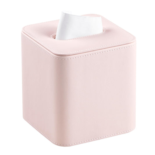 Square Tissue Box Cover with Magnetic Closure - PU Leather