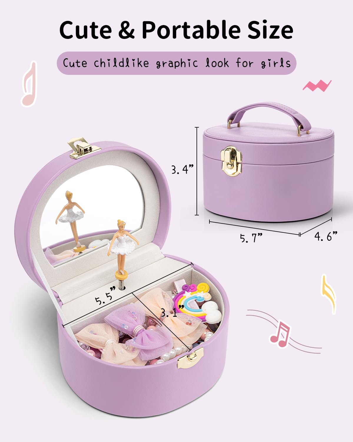 Small Musical Jewelry Box for Girls with Ballerina