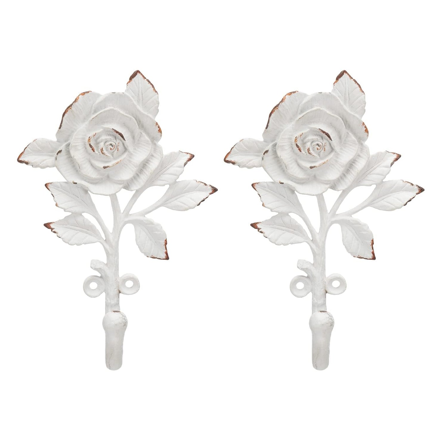 Single Hooks 3D Flower Retro Ornate Style for Room Wall Mounted Decoration 2Pcs