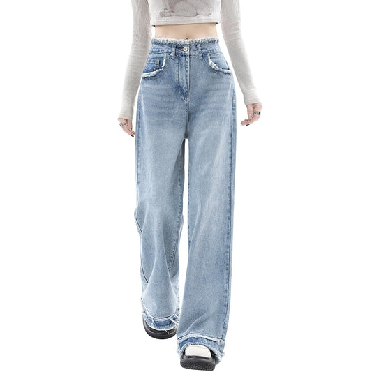 Y2K High-Waisted Baggy Jeans – Stretch Wide-Leg Denim