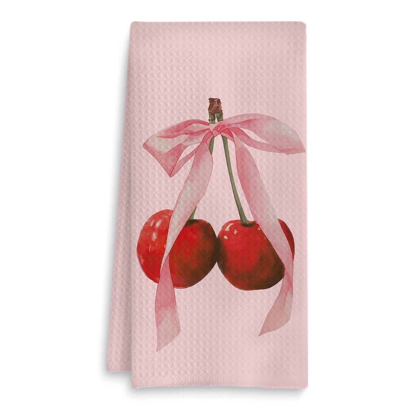 Coquette Pink Bow Cherry Kitchen Towels, 16x24 Inch