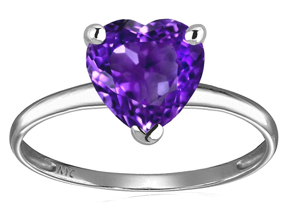 Solid 14k White Gold Heart Shape Ring