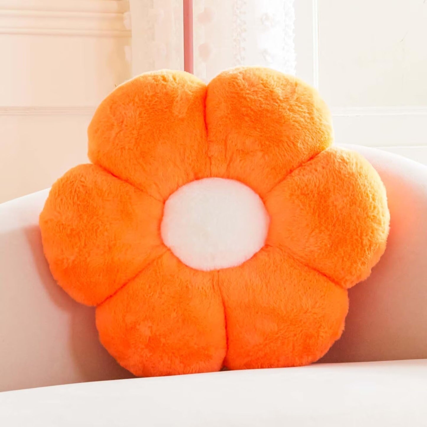 Plush Flower-Shaped Throw Pillow – Soft Faux Rabbit Fur Cushion for Bedroom or Living Room Decor