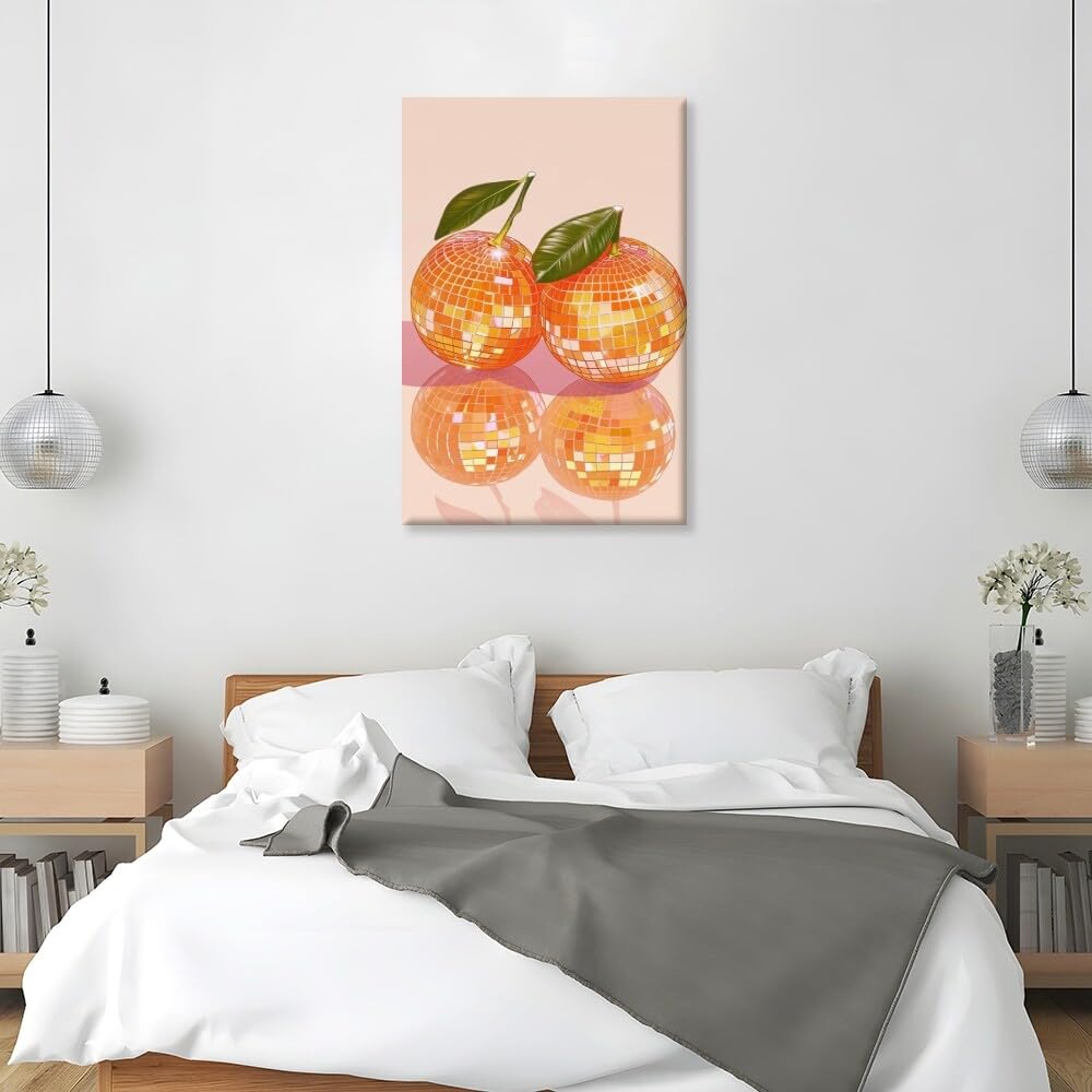 Disco Ball Fruits Canvas Print – Trendy Glam Wall Art