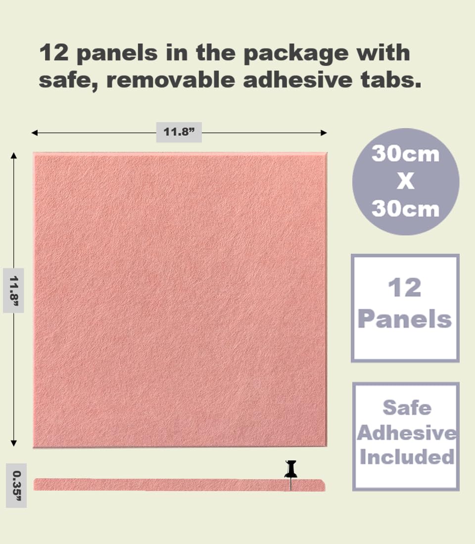 Large Cork Board Alternative - Felt Wall Tiles with Safe Removable Adhesive Tabs, Cork Wall Tiles Cork Board 47"x35" 12 Pack