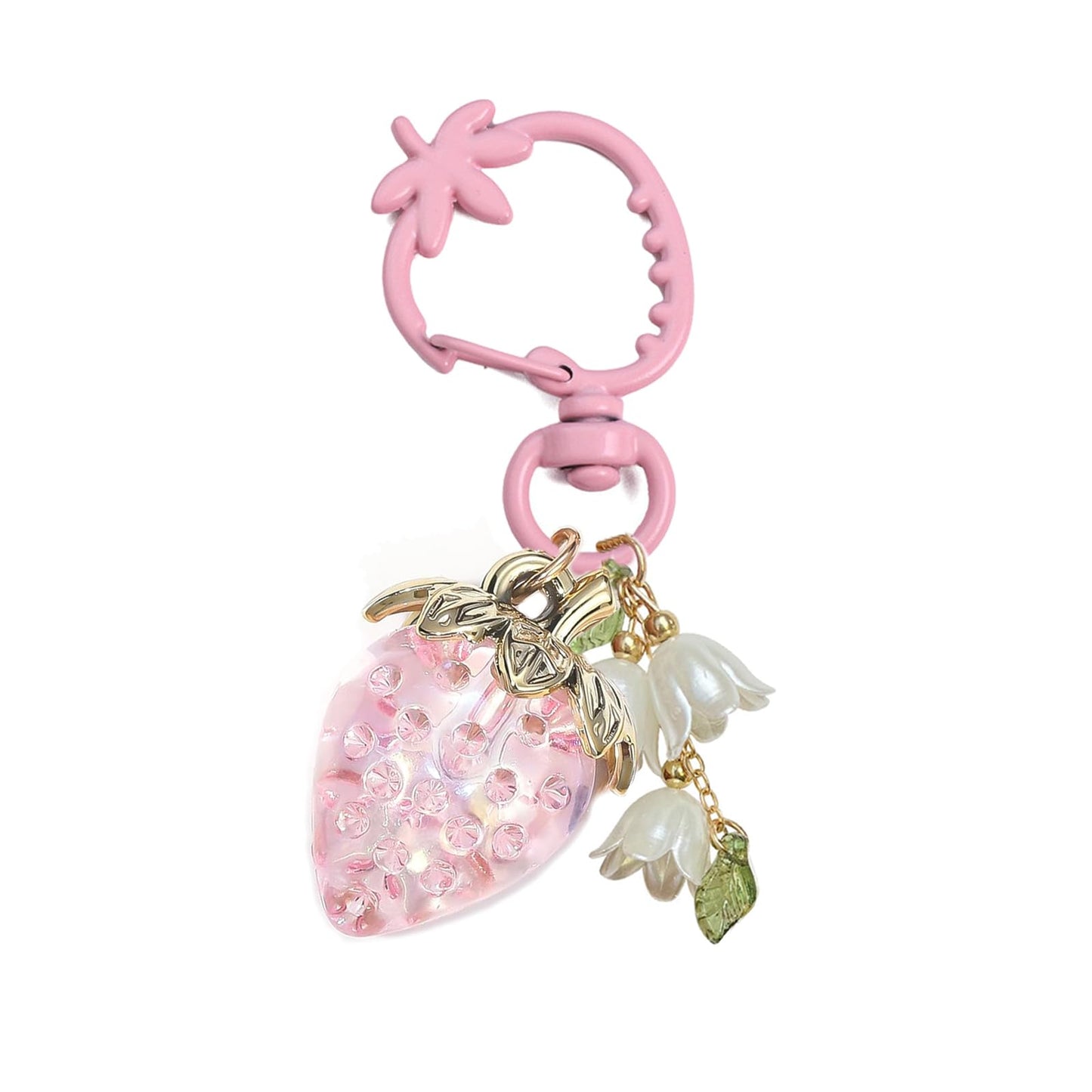 Cute Strawberry Keychain, Kawaii Heart Flower Daisy Keychain