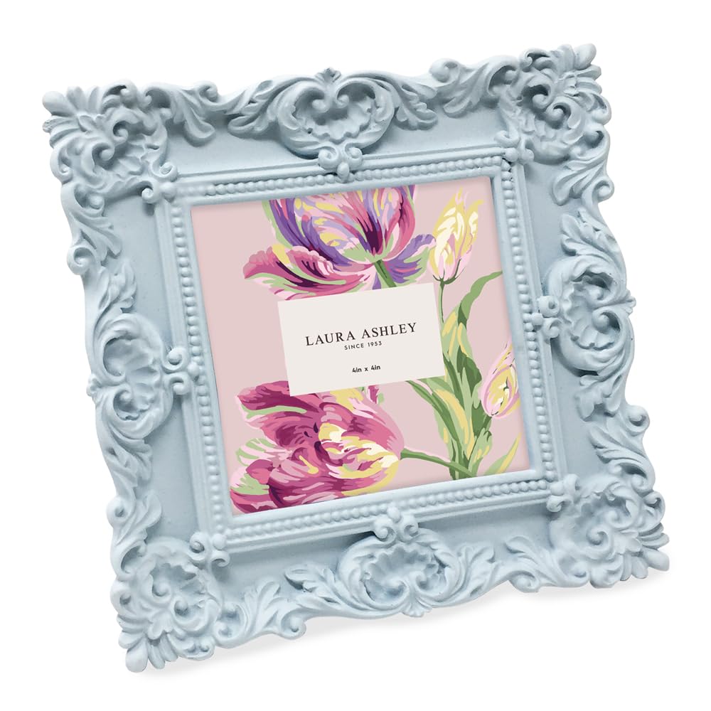 Laura Ashley 2x3 Ornate Resin Picture Frame – Handcrafted Floral Design with Easel for Tabletop and Wall Display