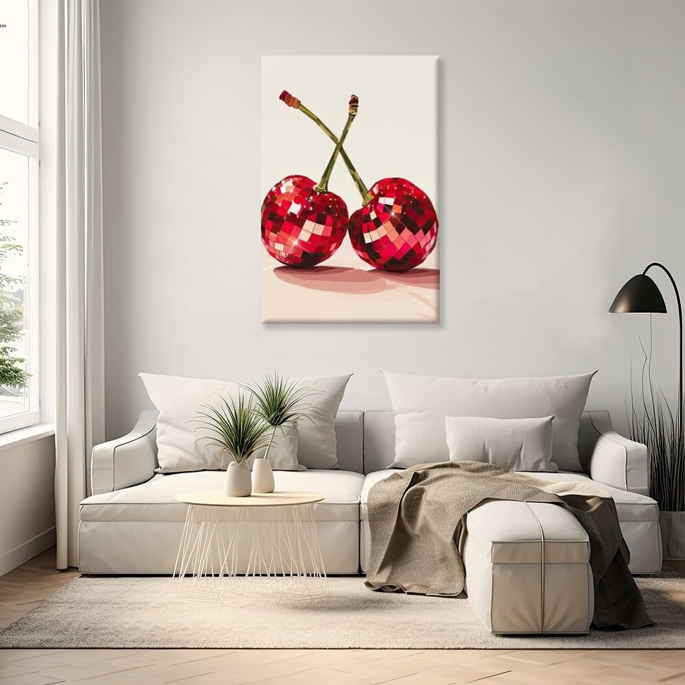 Disco Ball Fruits Canvas Print – Trendy Glam Wall Art