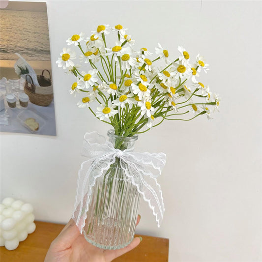 Small White Daisy Artificial Flowers – 2 Bouquets (12 Pieces), 10-Inch Fake Spring Wildflowers for Party Decor (Vase Not Included)