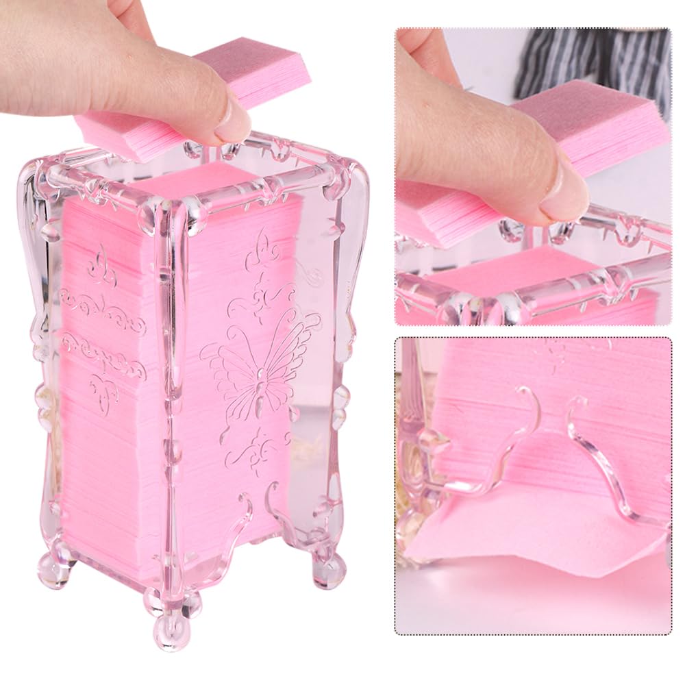 Modern Balletcore Clear Pink Cotton Pad Storage Box - Makeup & Cosmetic Organizer with Lift-Off Lid