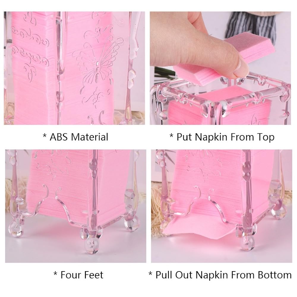 Modern Balletcore Clear Pink Cotton Pad Storage Box - Makeup & Cosmetic Organizer with Lift-Off Lid