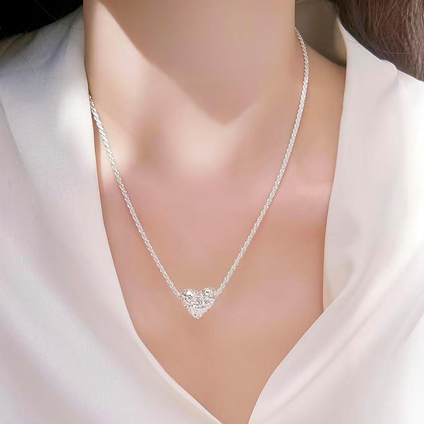 Rhinestone Hearts Necklace