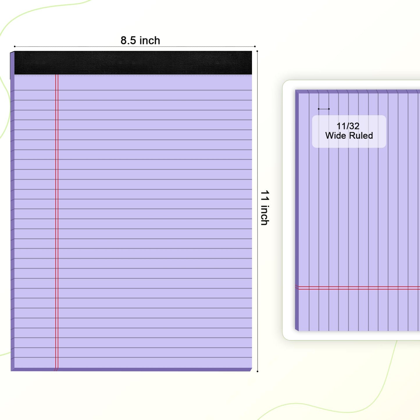 Note Pads 8.5x11 inch, Wide Ruled Clear Print Writing Pads