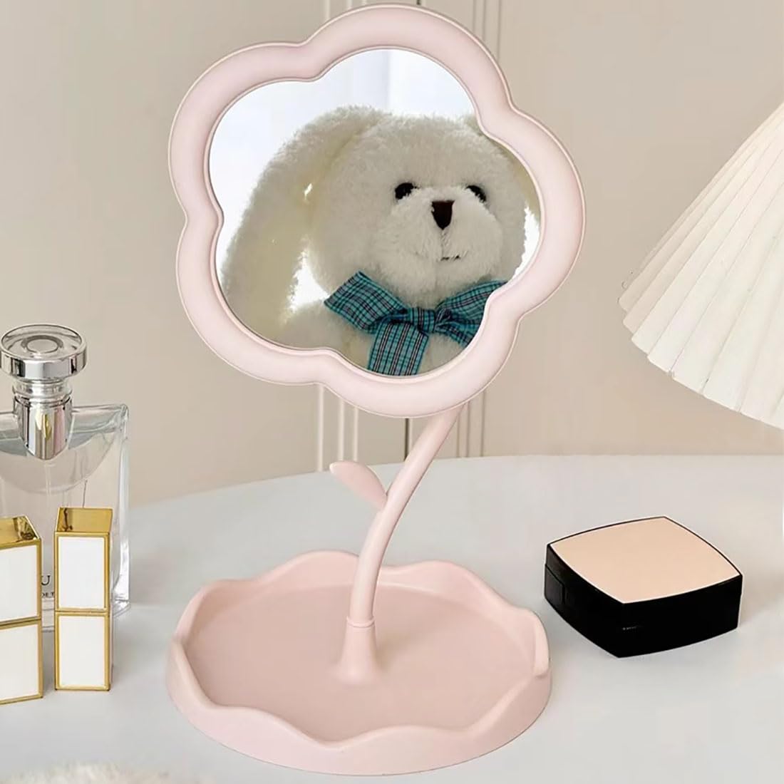 Flower-Shaped Makeup Mirror for Desk Vanity