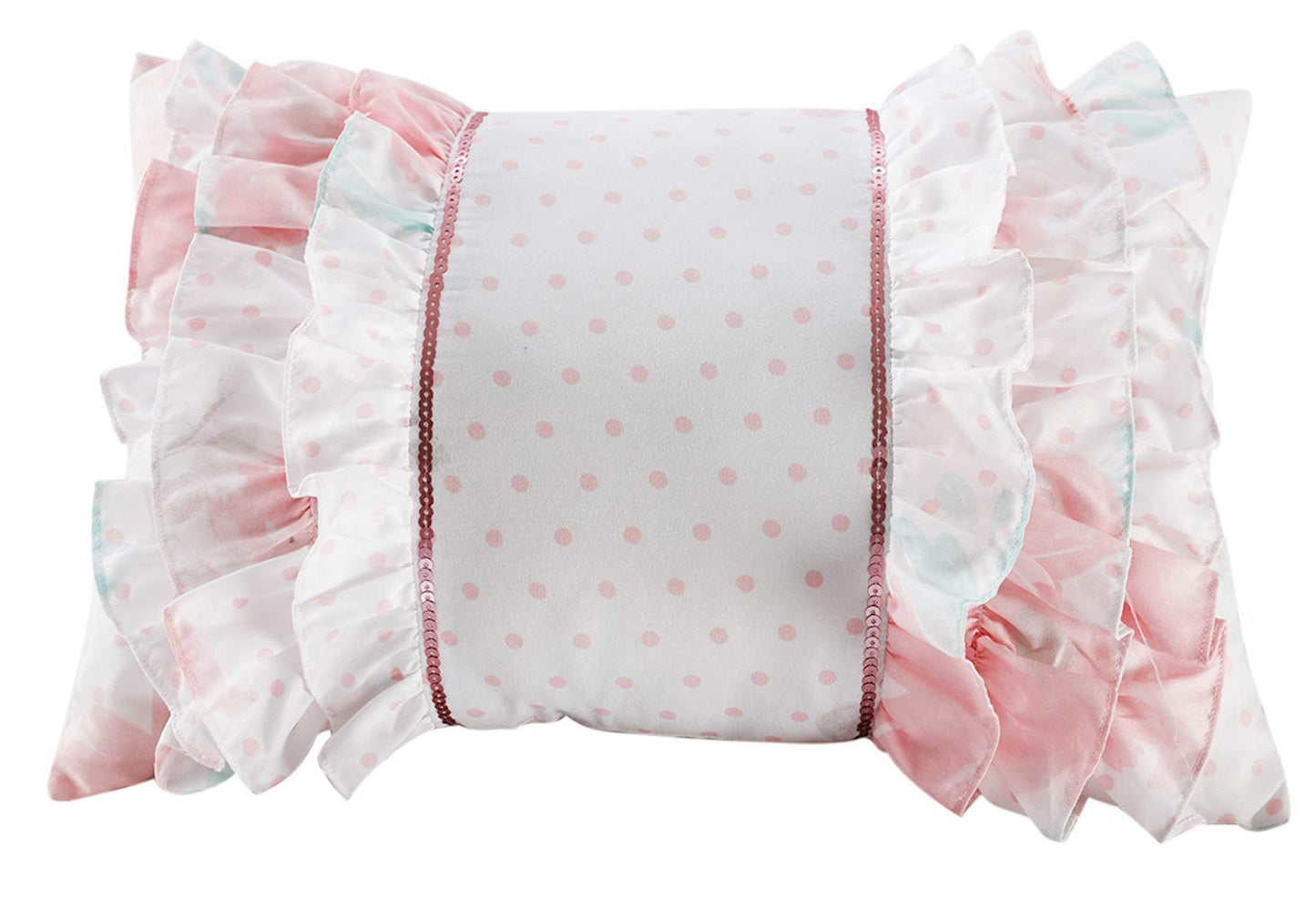 Pretty Floral 4-Piece Comforter set with Smocking and Ruffled texture, Girls, Teen bedding, Shabby Chic, White/Pink/Aqua