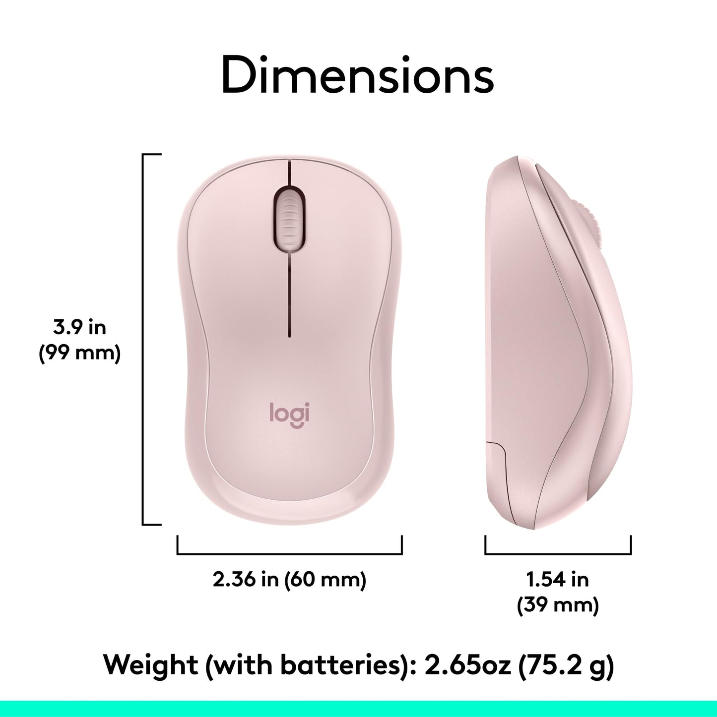 Rose Wireless Keyboard and Mouse Combo – 2.4 GHz, Compact Mouse, 8 Multimedia Shortcuts, Long-Lasting 2-Year Battery, Compatible with Windows PC & Laptop