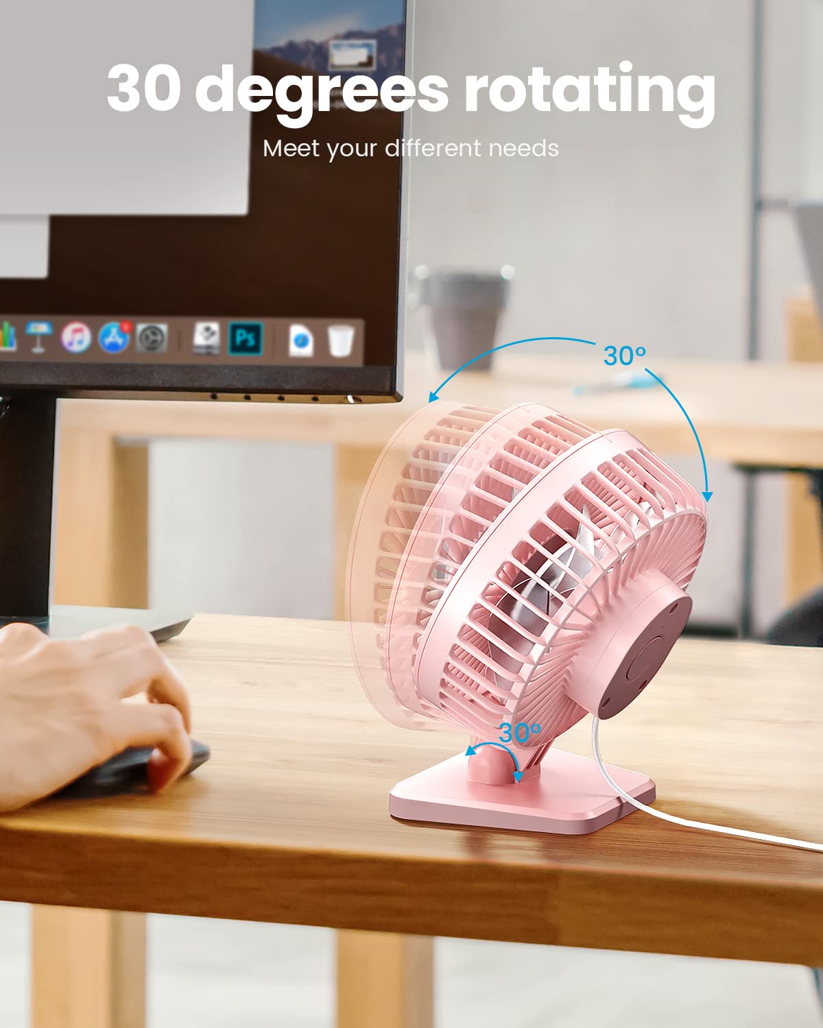 SmallPersonal Portable Quiet 3 Speeds, USB Desk Fan - Adjustment Mini Table Desktop